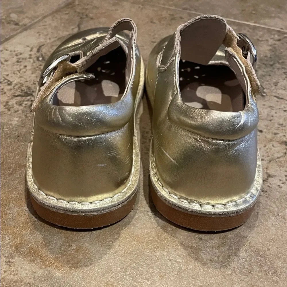 L'Amour Gold Classic Leather T-Strap Mary Jane Dress Shoe Little Girl Size 1 751